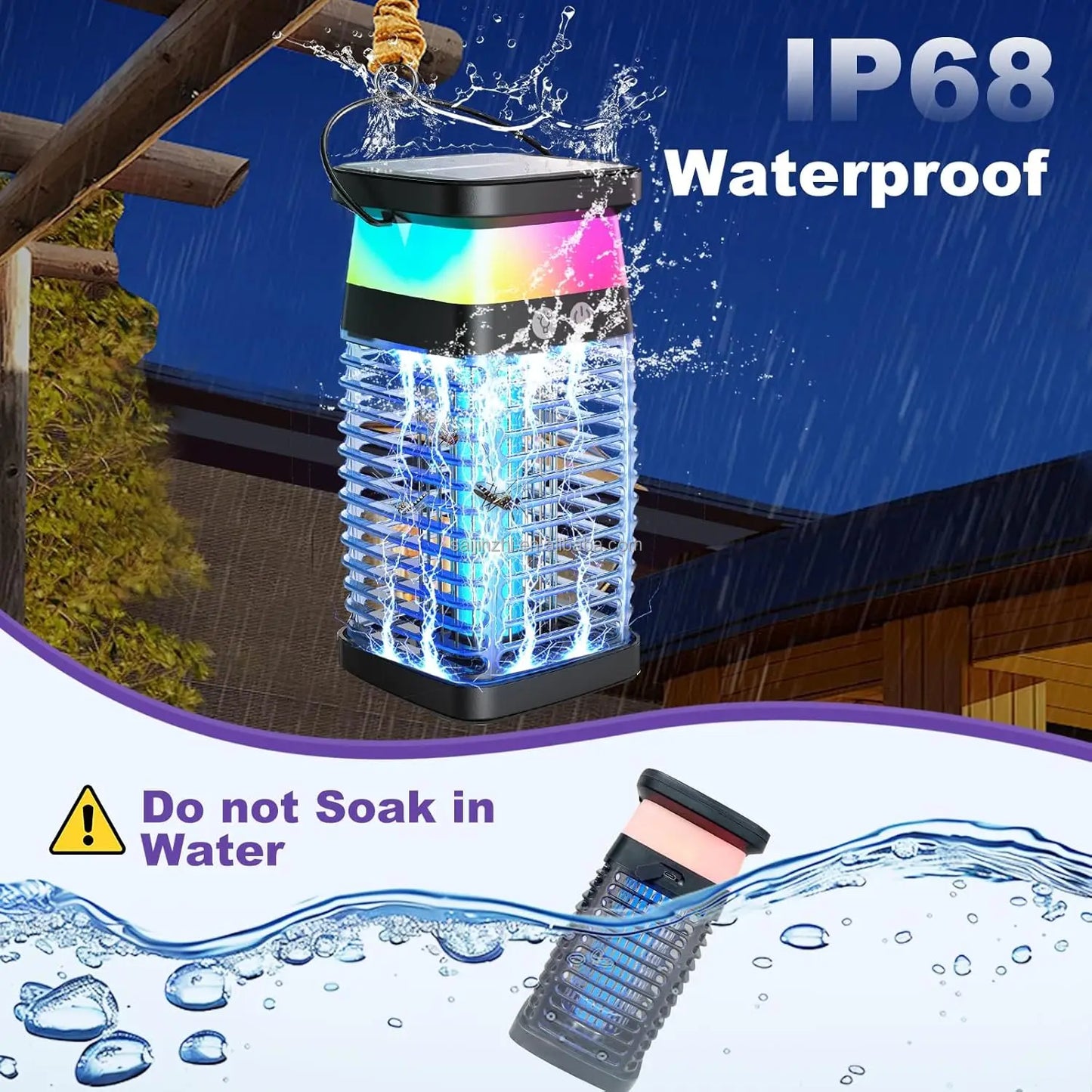 Yavani New Arrival High Effective Indoor/Outdoor UV LED Bug Zapper Solar Powered USB Electrical Shock Mosquito Killer Solid