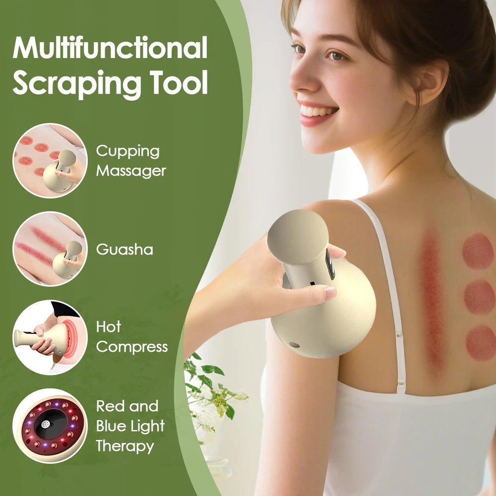 Portable Rechargeable Gua Sha Massage Device Electric Vacuum Cupping Body Scraping for Fat Burning & Anti-Cellulite Treatment
