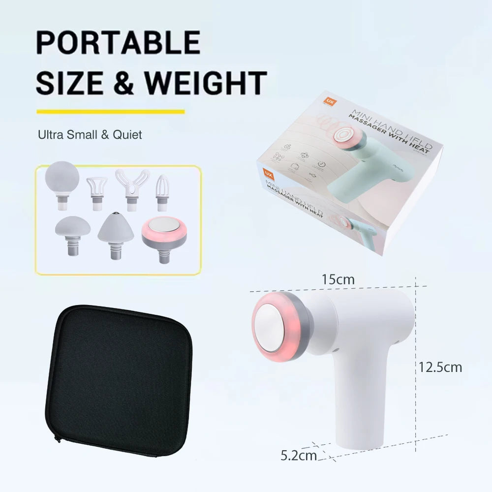 Mini Thermal Massage Gun Portable Multifunctional Deep Muscle Fascia Fitness Indoor Handheld Sports Massager Gun Booster