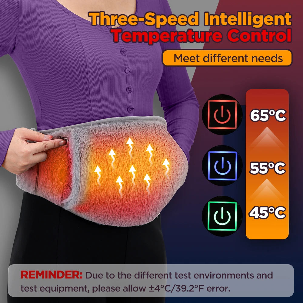 New Design 3 Levels Women Menstrual Relief Pain Uterus Hand Warmer Back Waist Electric Heating Abdominal Warm Belt