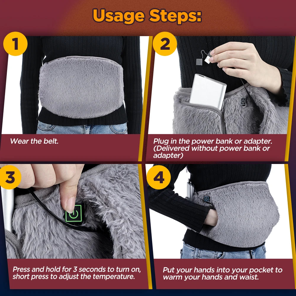 New Design 3 Levels Women Menstrual Relief Pain Uterus Hand Warmer Back Waist Electric Heating Abdominal Warm Belt