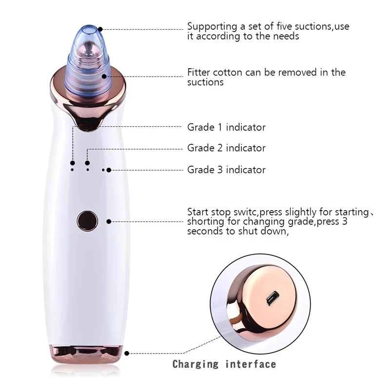 Yavani Beauti Products Facial Lift Electric Pimple Pore Cleaner Nose Ance Vacuum Blackhead Remover