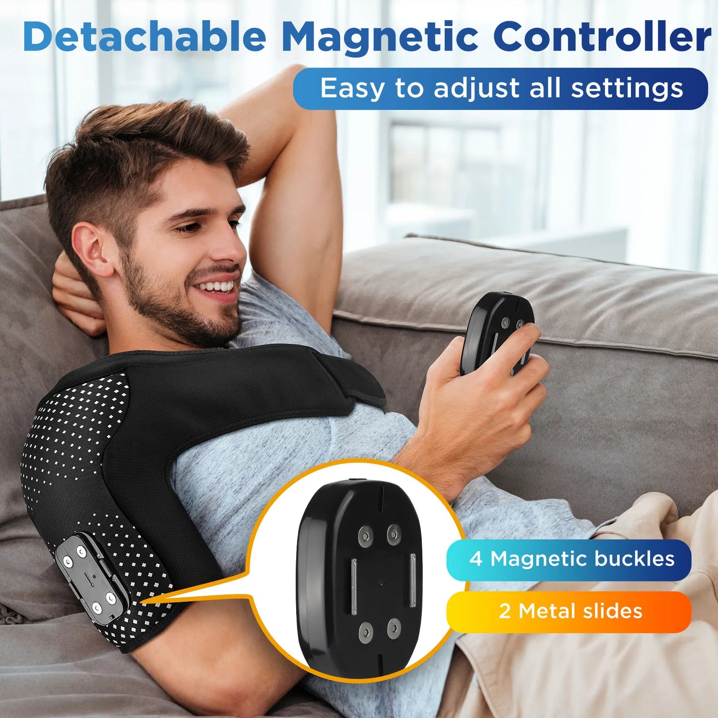 Portable Electric Heating Vibration Shoulder Massager Detachable Controller Wireless Remote Control Shoulder Wrap Massage Belt