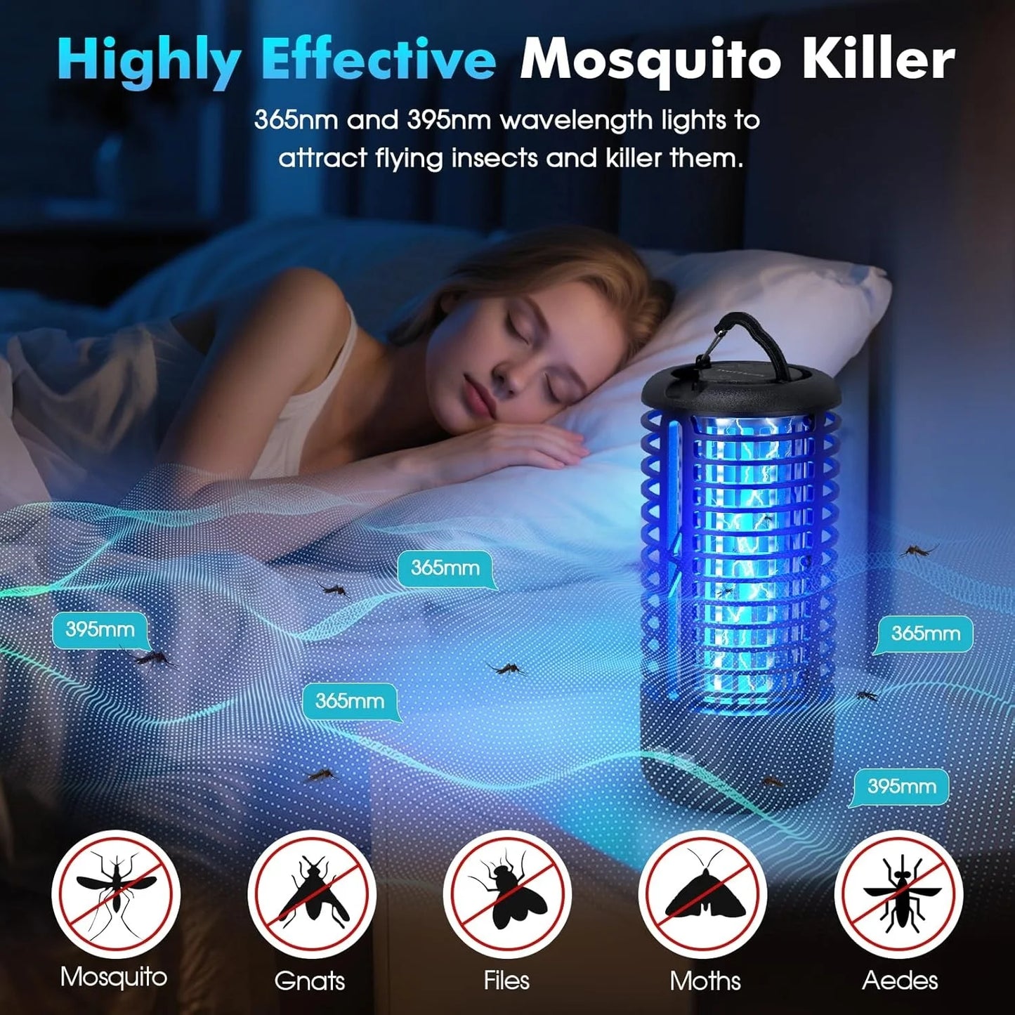 Yavani High Effective Rechargeable Bug Zapper Mosquito Killer with LED Lamp Portable Fly Trap for Indoor/Outdoor Camping
