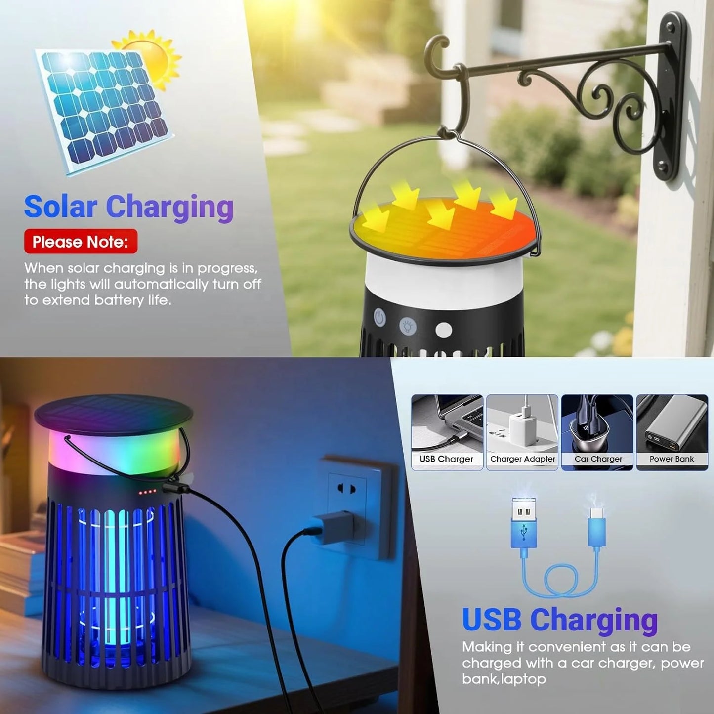 Yavani New PATENT High Quality Outdoor Waterproof Solar Rechargeable Electric Mosquito Killer Lamp Bug Zapper With Flame Light
