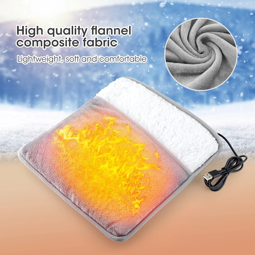 Warm Slippers Flannel USB Electric Heating Pad Foot Warmer for Winter Office Home
