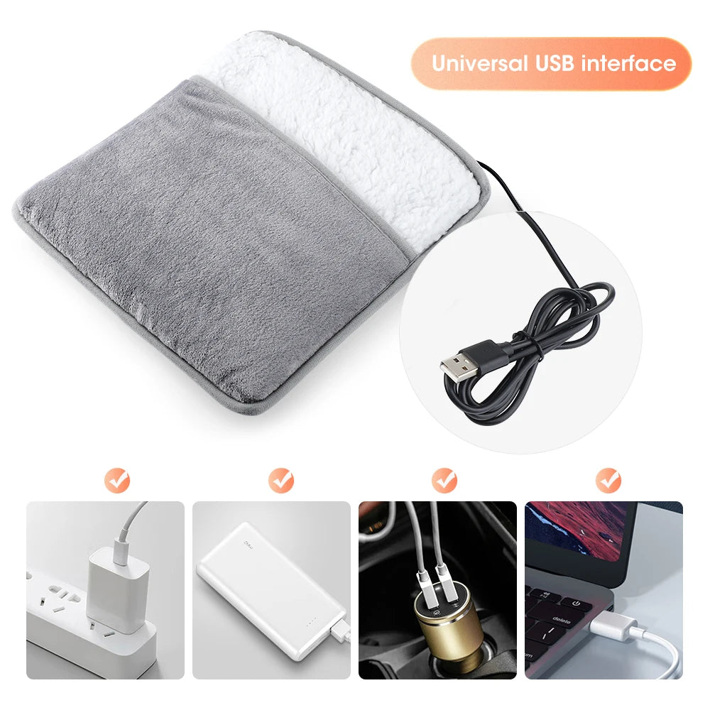 Warm Slippers Flannel USB Electric Heating Pad Foot Warmer for Winter Office Home