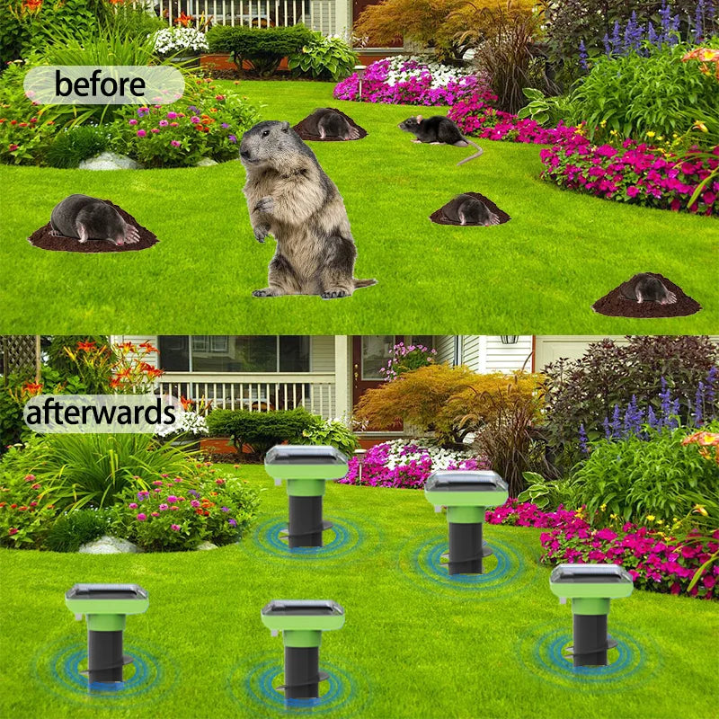 Yavani OEM Latest Pest Control Garden Mole Snake Repeller Repellent Deters Dog Cat Mice Rodent Mouse Solar Snake Mole Repeller