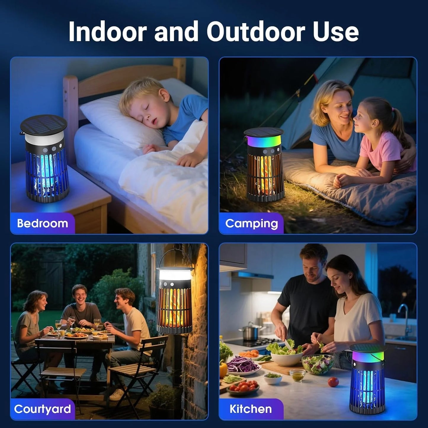 Yavani New PATENT High Quality Outdoor Waterproof Solar Rechargeable Electric Mosquito Killer Lamp Bug Zapper With Flame Light