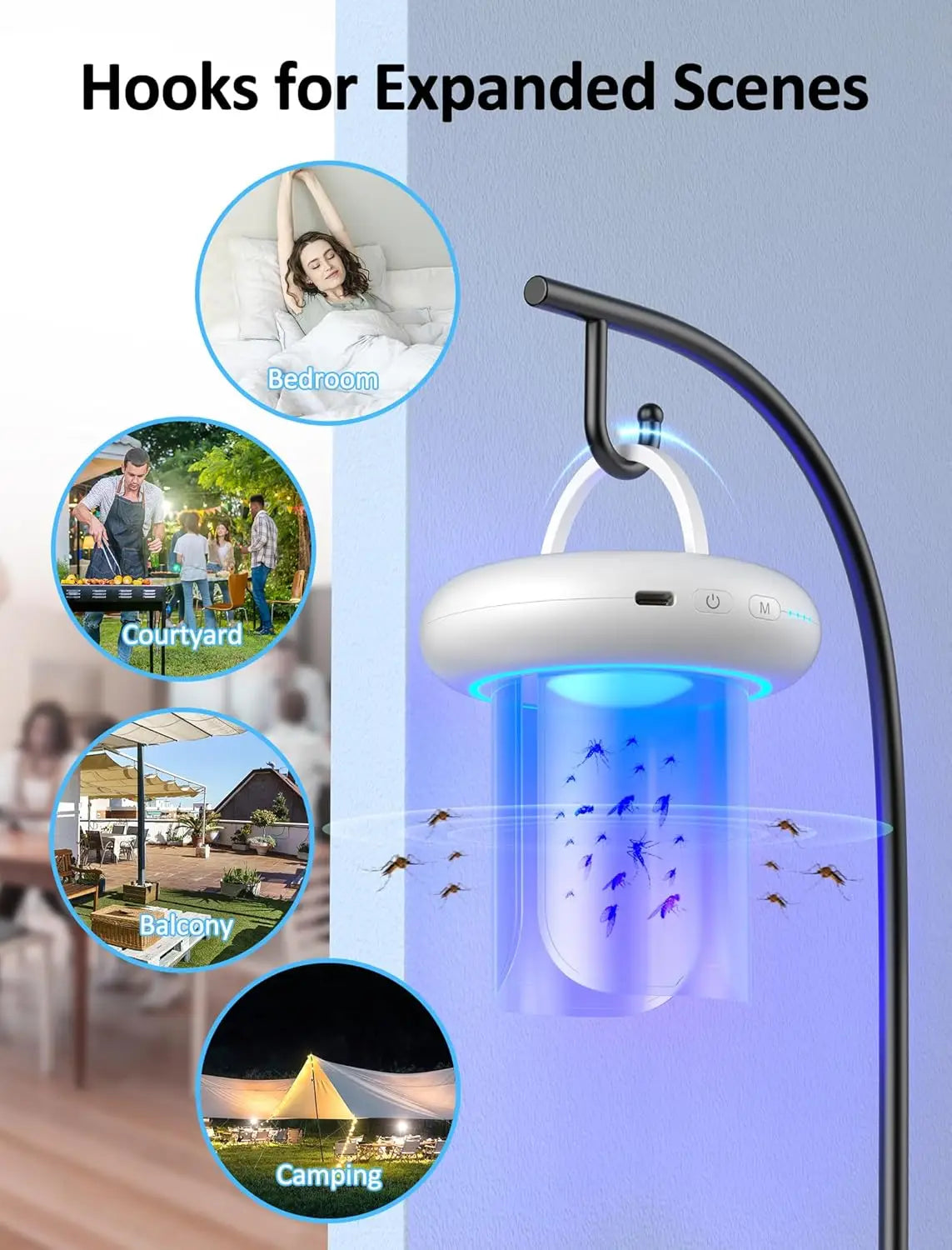 Yavani OEM  360degree High Effective 2000mah Rechargeable Indoor & Outdoor potable Fly Sticky Insects Trap