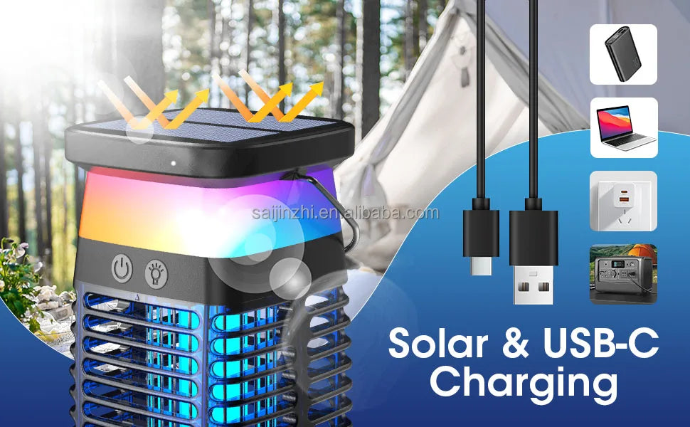 Yavani New Arrival High Effective Indoor/Outdoor UV LED Bug Zapper Solar Powered USB Electrical Shock Mosquito Killer Solid