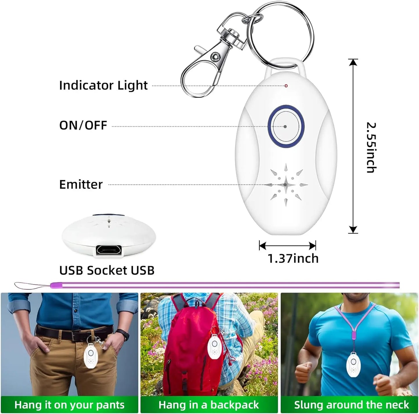Yavani Portable Battery Operated Usb Charged Mosquito Repellant Device Electric Mosquito Repellent with Hook MOSQUITOES Rechargeable