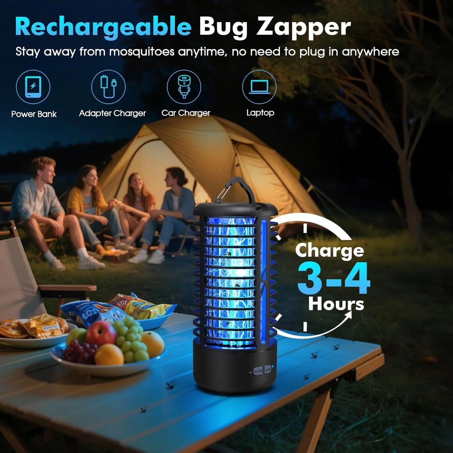 Yavani High Effective Rechargeable Bug Zapper Mosquito Killer with LED Lamp Portable Fly Trap for Indoor/Outdoor Camping