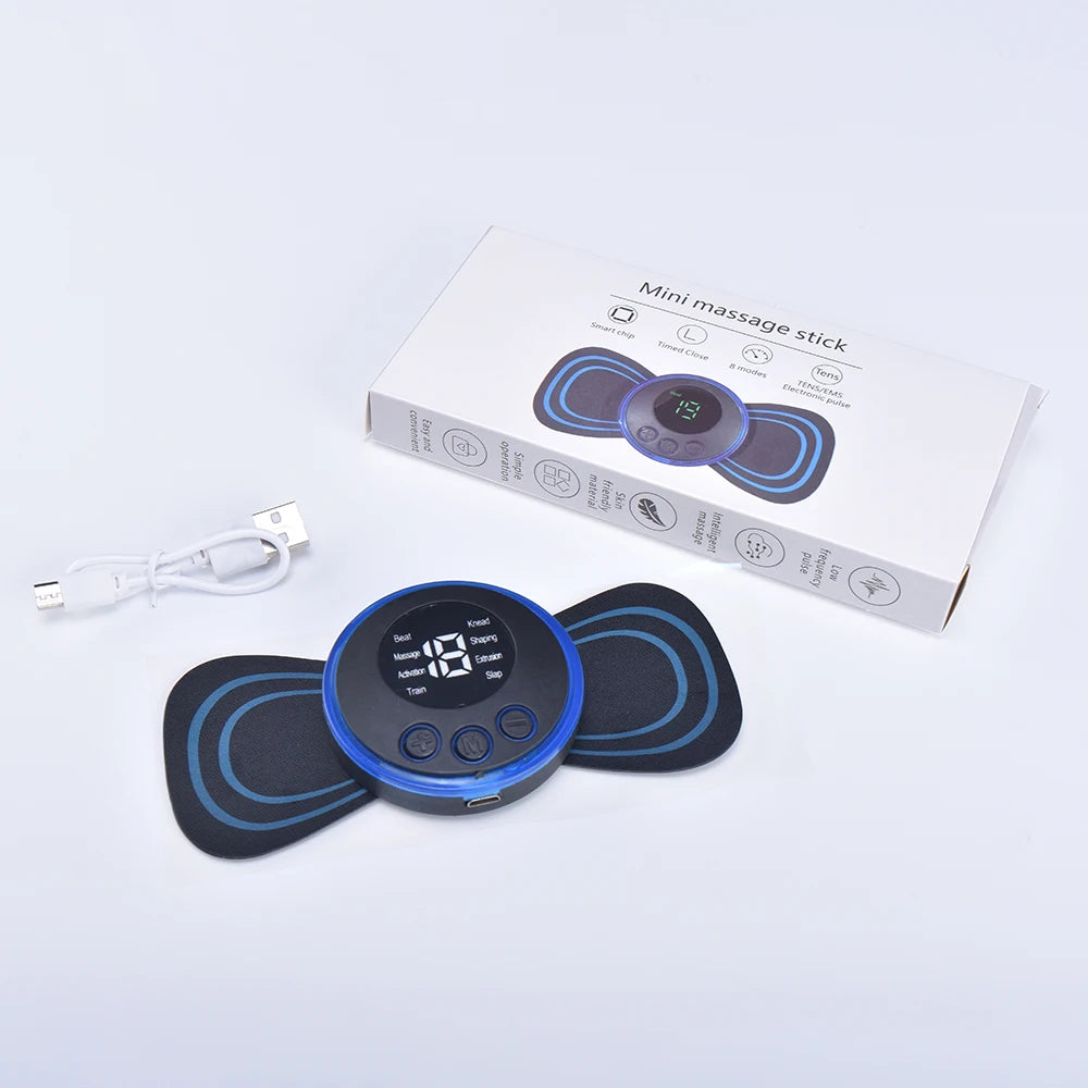Wireless Ems Pain Relief Heating Pad Sticker Muscle Stimulator Electric Neck Back Massager Mini Massage Stick