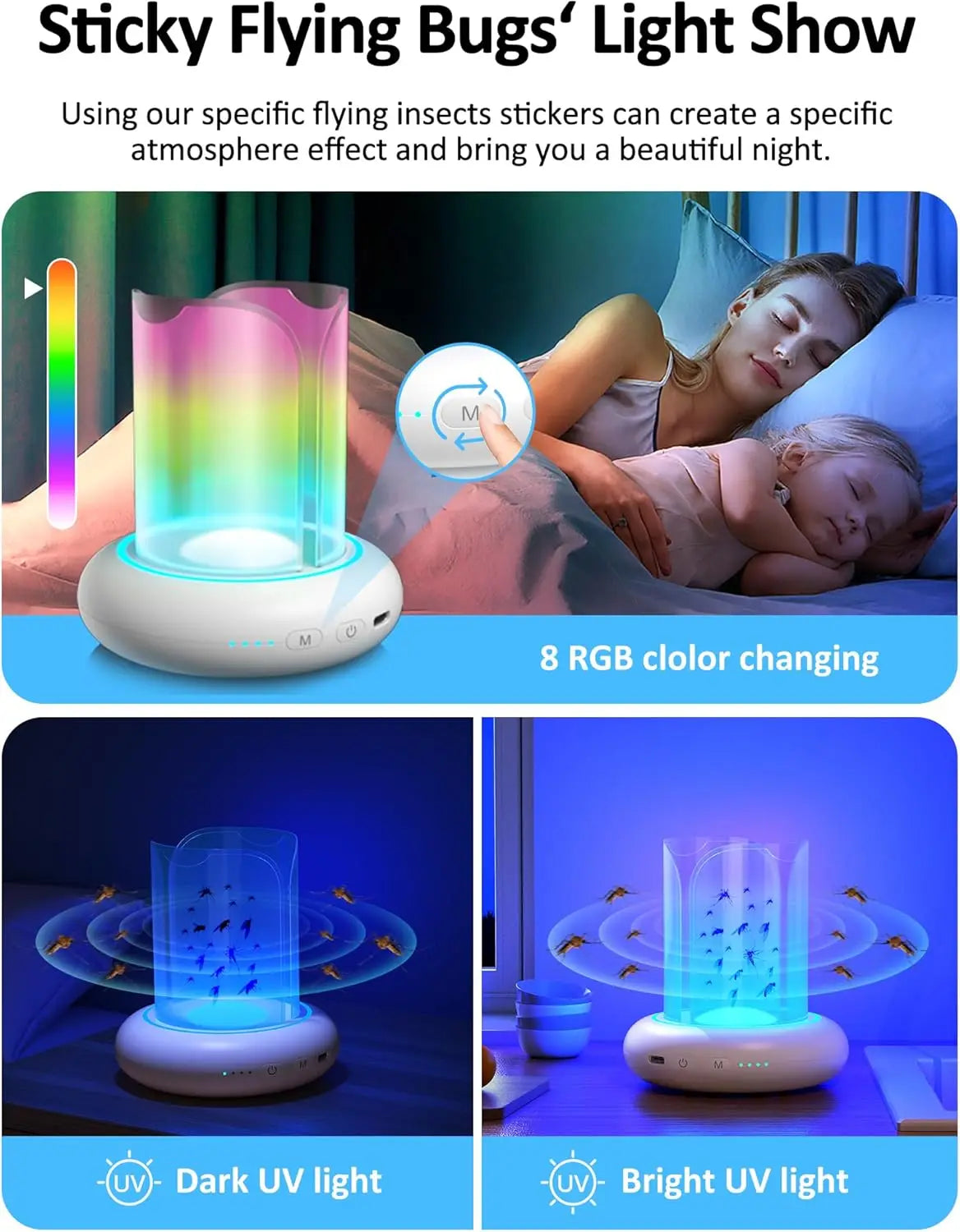 Yavani OEM  360degree High Effective 2000mah Rechargeable Indoor & Outdoor potable Fly Sticky Insects Trap