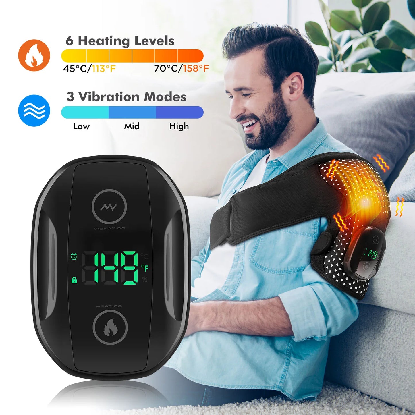 Portable Electric Heating Vibration Shoulder Massager Detachable Controller Wireless Remote Control Shoulder Wrap Massage Belt
