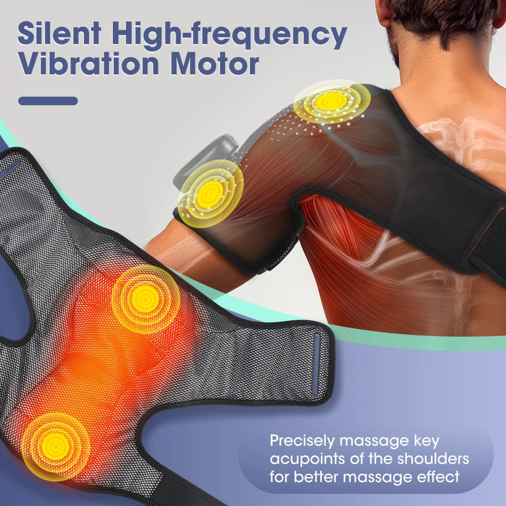 Portable Electric Heating Vibration Shoulder Massager Detachable Controller Wireless Remote Control Shoulder Wrap Massage Belt