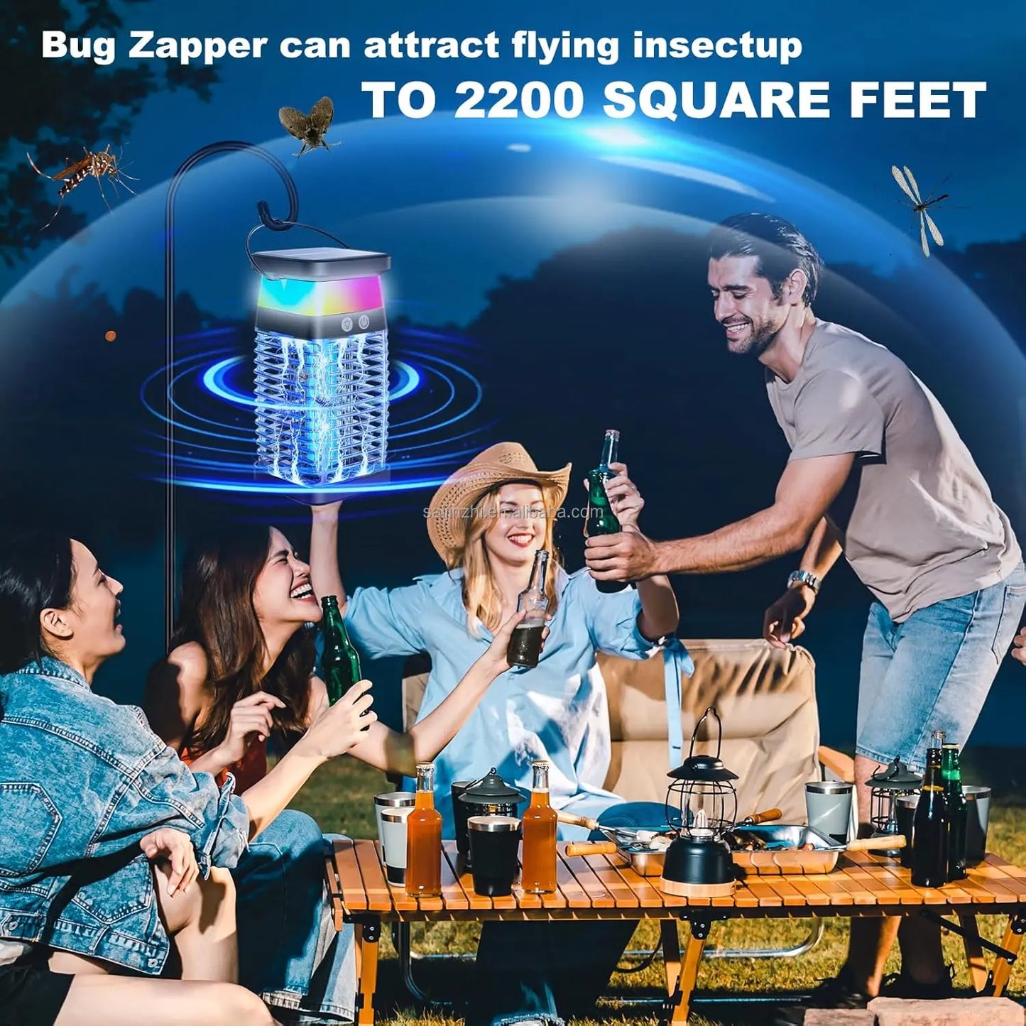 Yavani New Arrival High Effective Indoor/Outdoor UV LED Bug Zapper Solar Powered USB Electrical Shock Mosquito Killer Solid